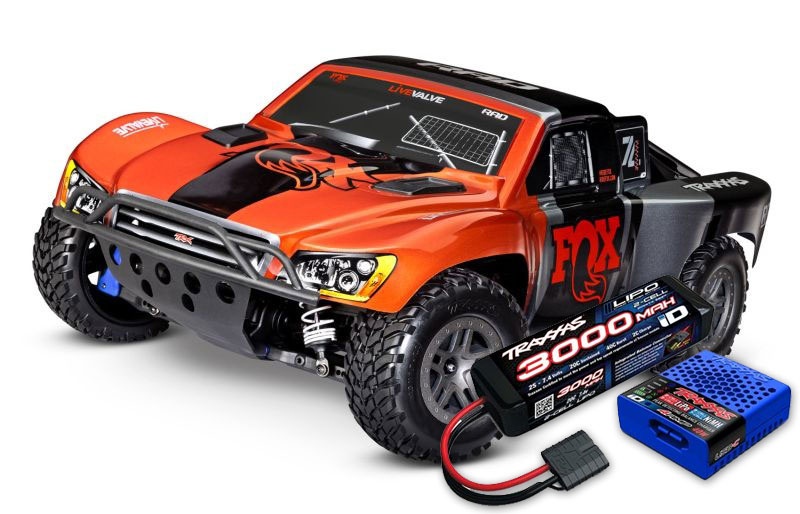 NEU TRAXXAS Slash 4x4 BL-2S FOX 1/10 Short-Course RTR BL-2S SET mit gratis Lipo-Akku und 4AMP USB-Lader