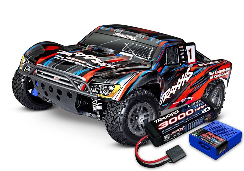 NEU TRAXXAS Slash 4x4 BL-2S rot 1/10 Short-Course RTR BL-2S SET mit gratis Lipo-Akku und 4AMP USB-Lader